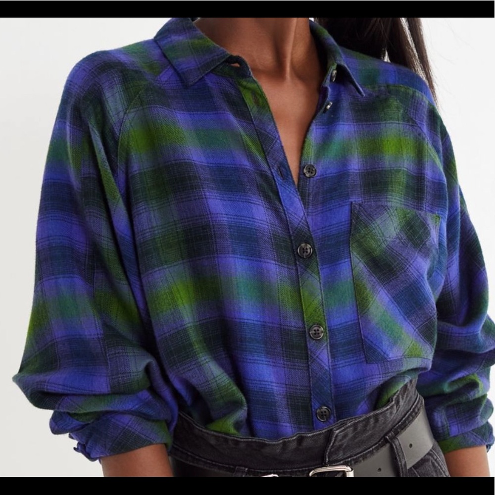 BDG Oversized Flannel Button-Down